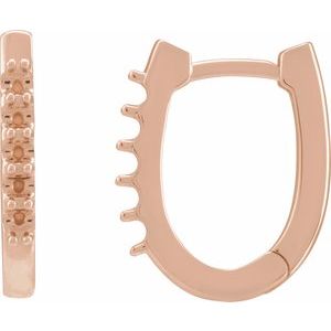14K Rose Gold 1.9 mm Round Accented 15.1 mm Hoop Earring Mounting