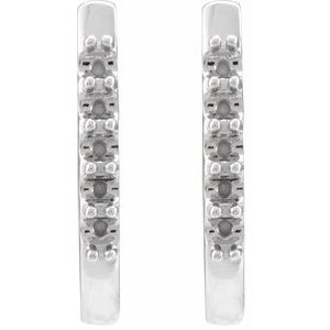 14K White Gold 1.9 mm Round Accented 15.1 mm Hoop Earring Mounting – image 2