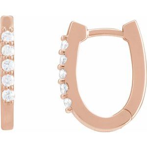14K Rose Gold 1/6 CTW Natural Diamond 15.1 mm Hoop Earrings