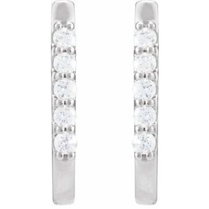 14K White Gold 1/6 CTW Natural Diamond 15.1 mm Hoop Earrings – image 2