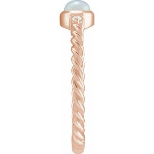 14K Rose Gold Natural White Opal & .03 CTW Natural Diamond Cabochon Ring