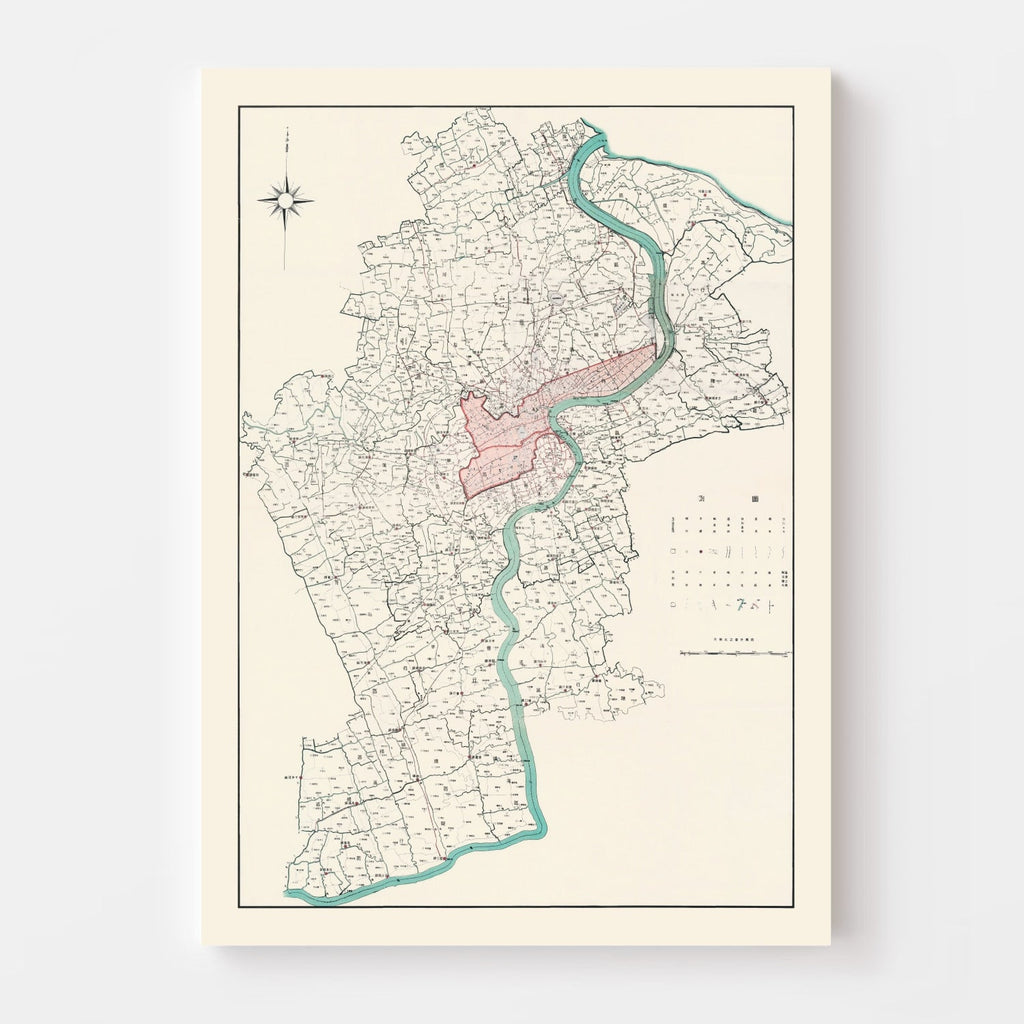 Vintage Map of Shanghai, China 1932