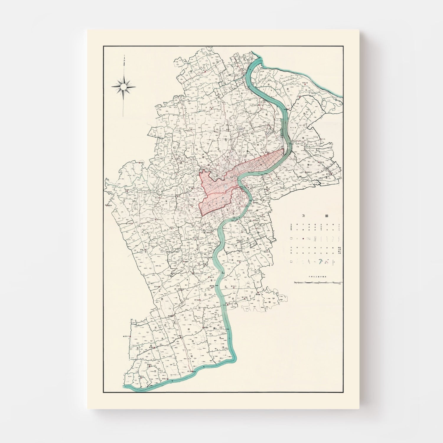 Vintage Map of Shanghai, China 1932