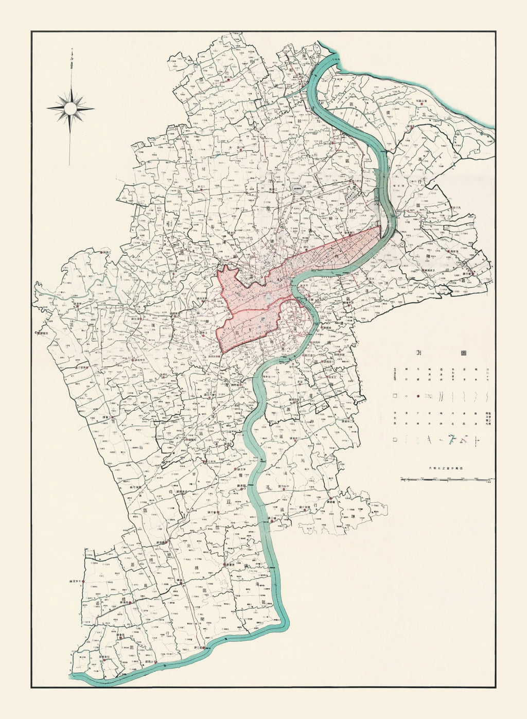 Vintage Map of Shanghai, China 1932