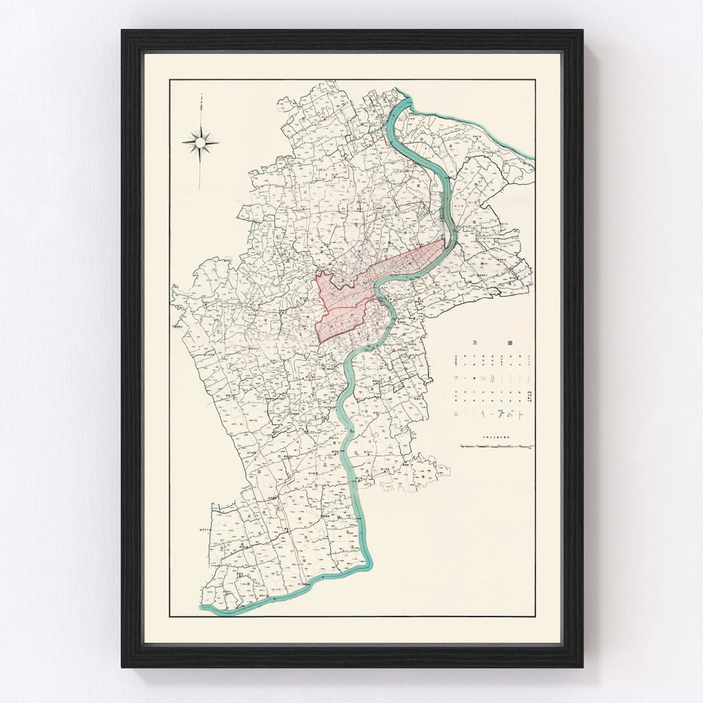 Vintage Map of Shanghai, China 1932
