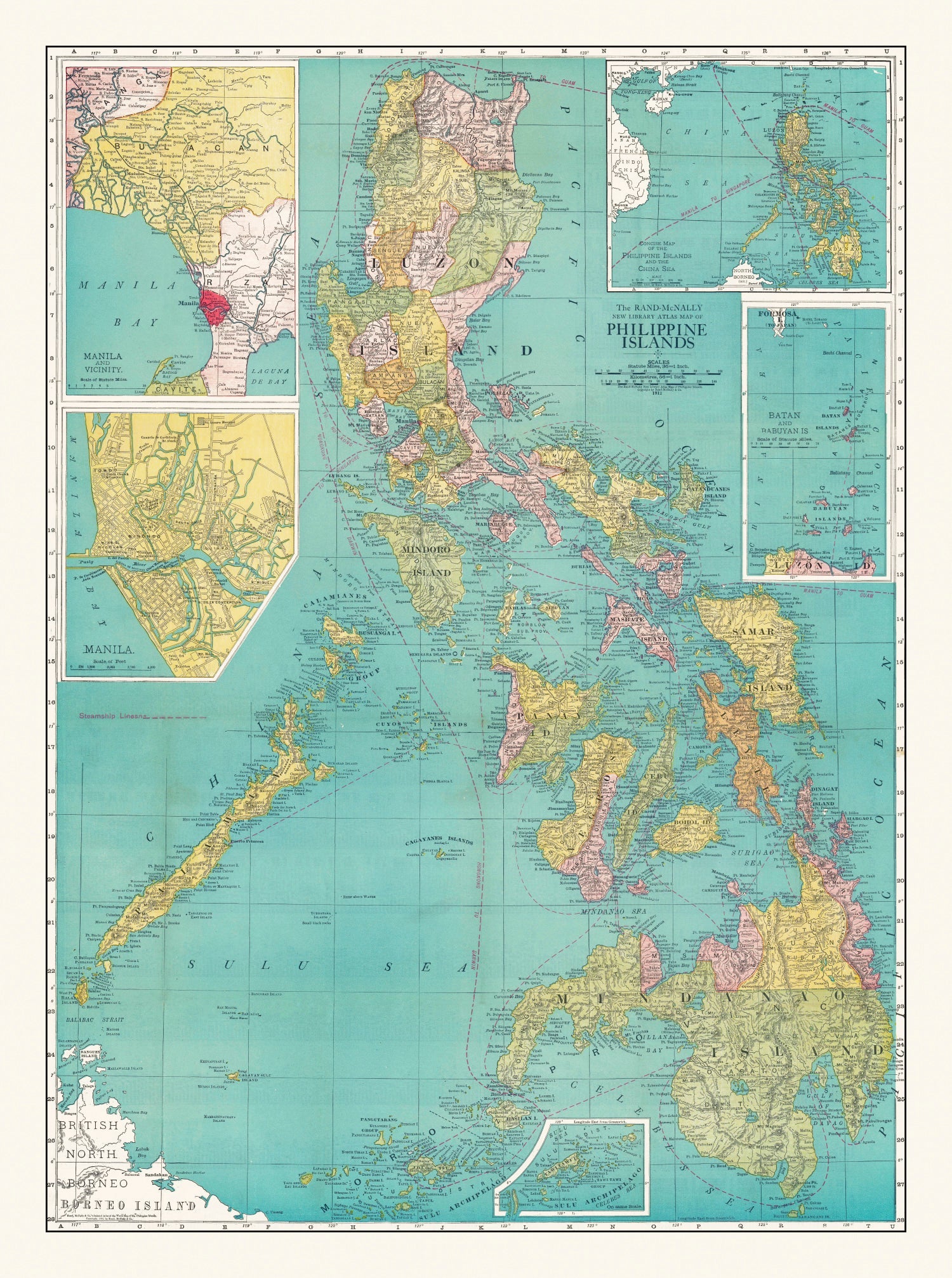 Vintage Map of Philippines 1913