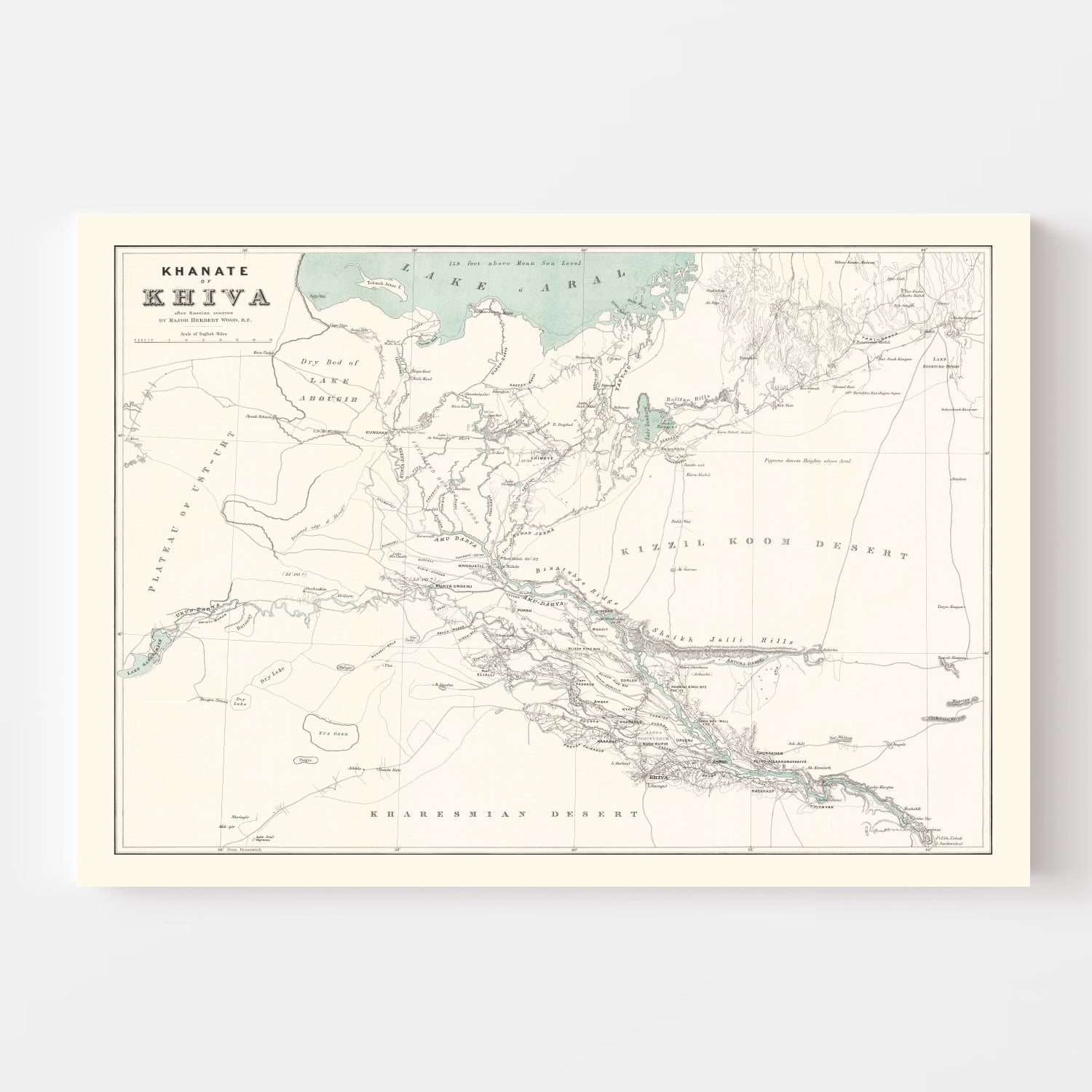 Vintage Map of Khiva, Uzbekistan 1875