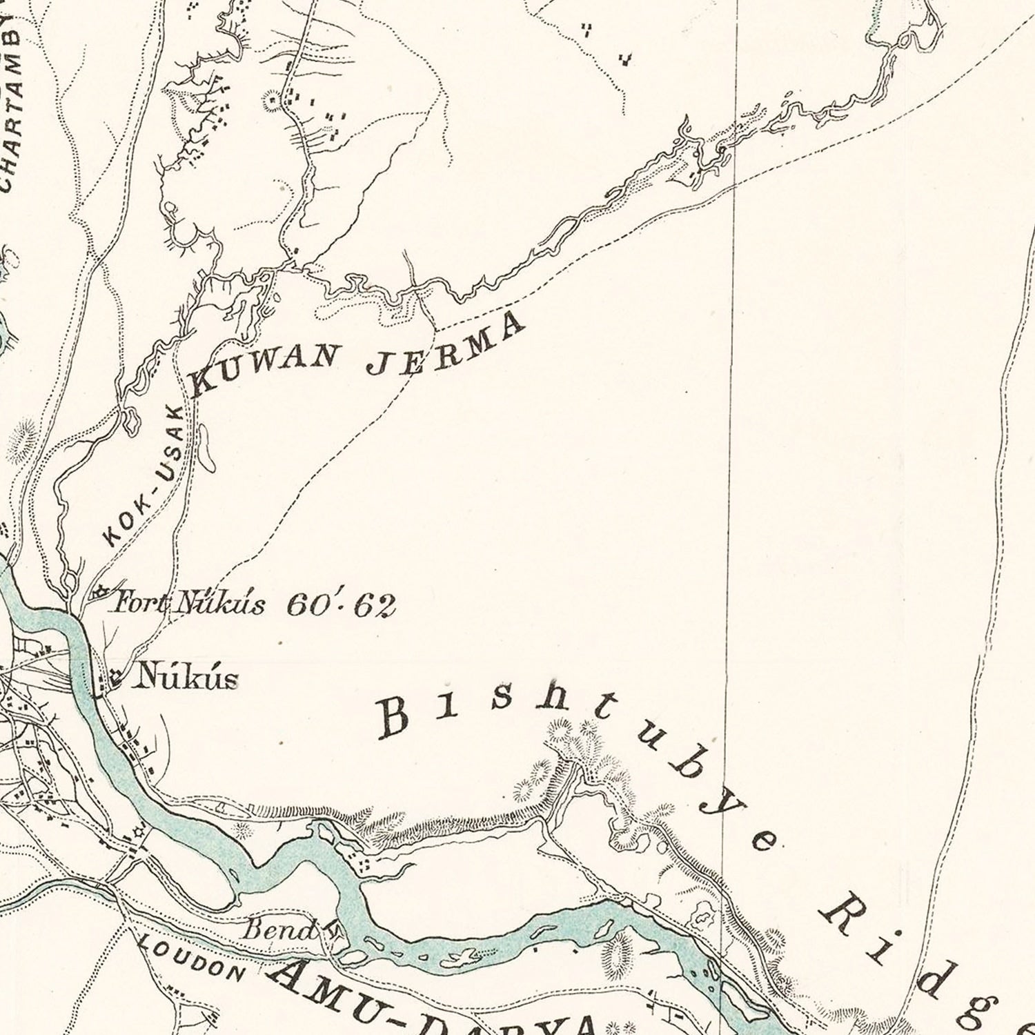 Vintage Map of Khiva, Uzbekistan 1875