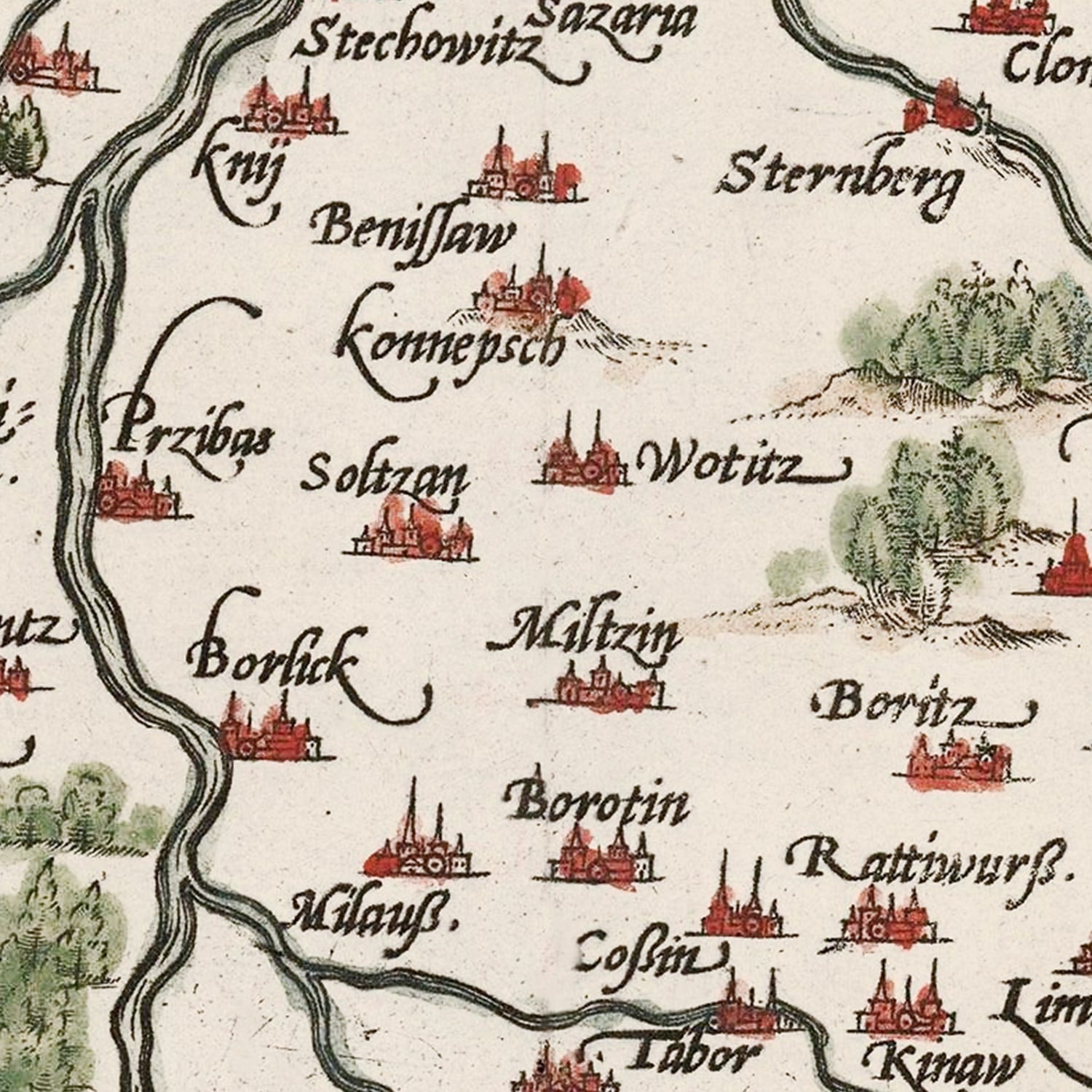 Vintage Bohemia Map 1587