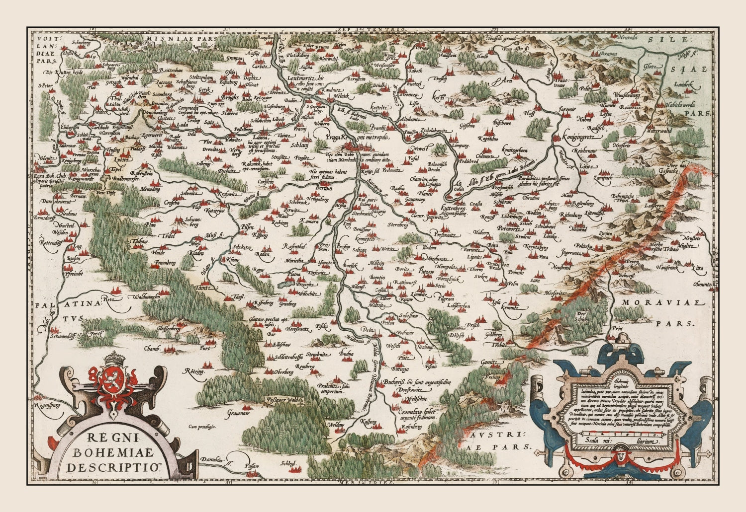 Vintage Bohemia Map 1587