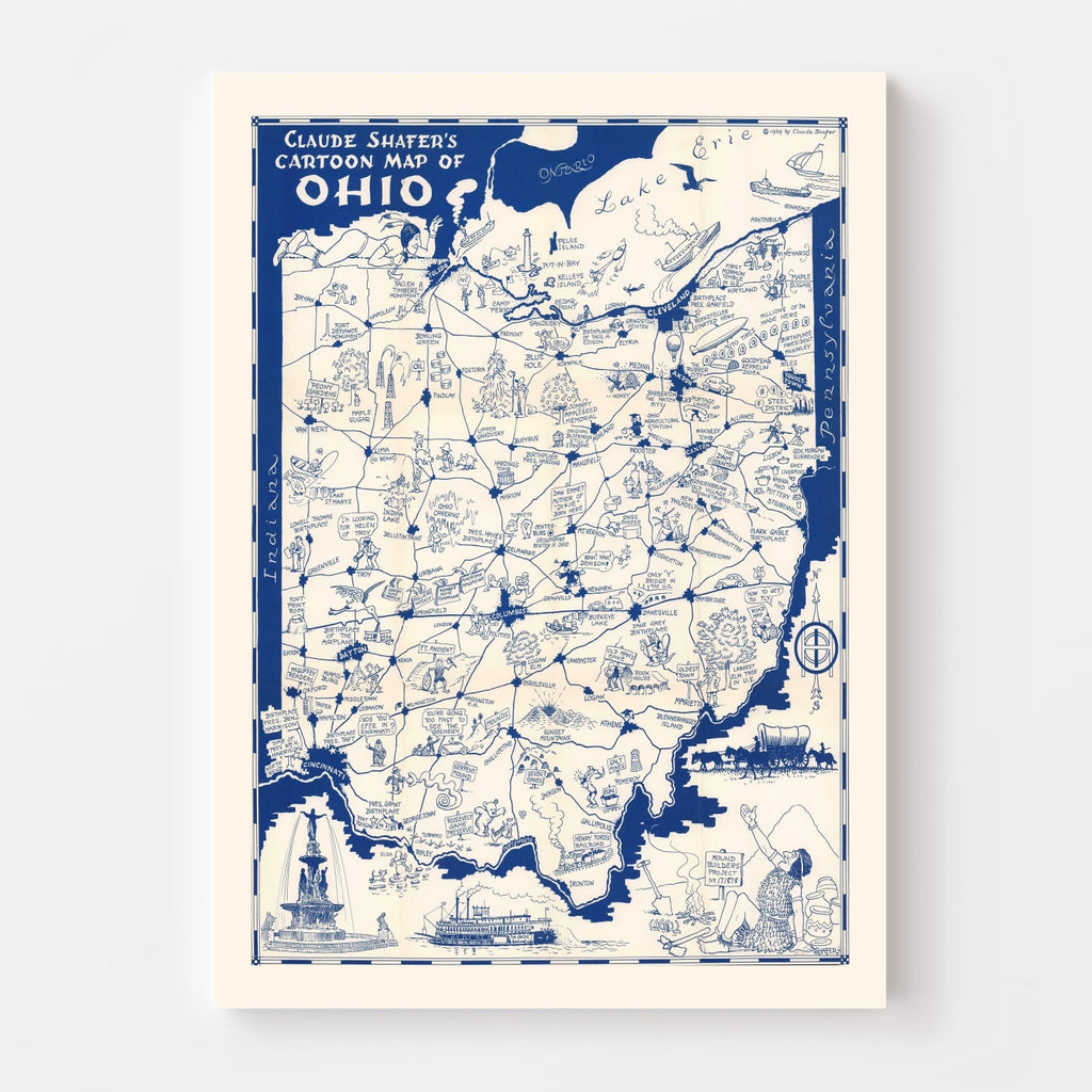 Vintage Map of Ohio 1939