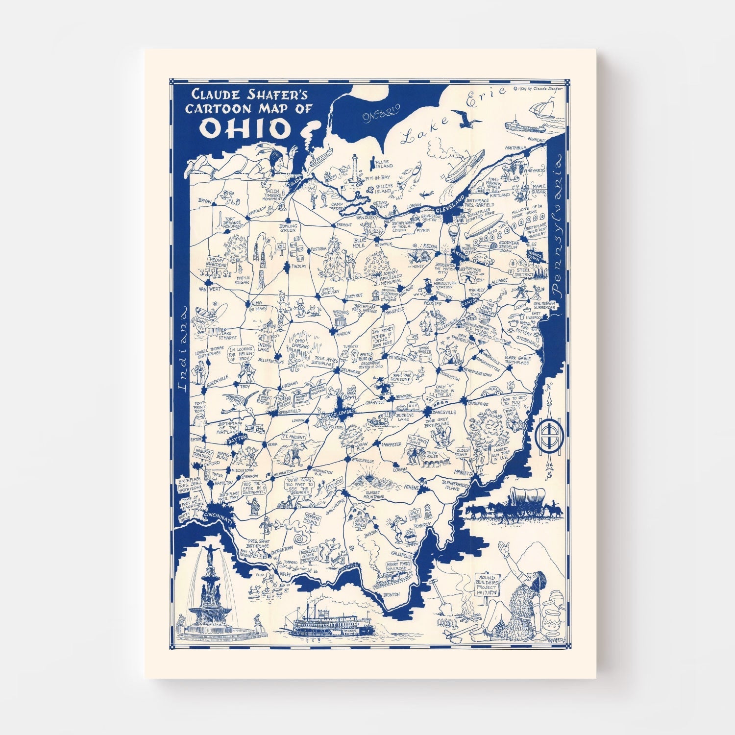 Vintage Map of Ohio 1939