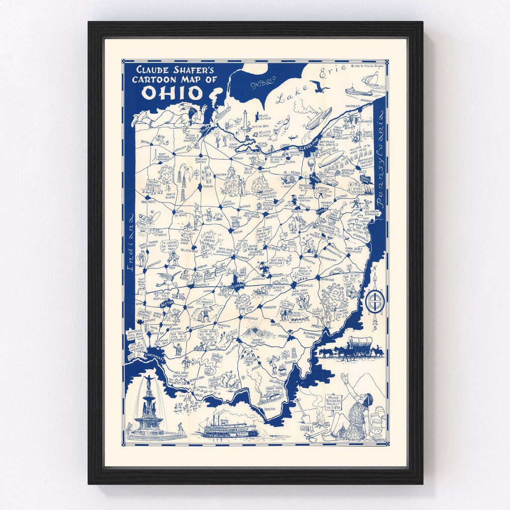 Vintage Map of Ohio 1939