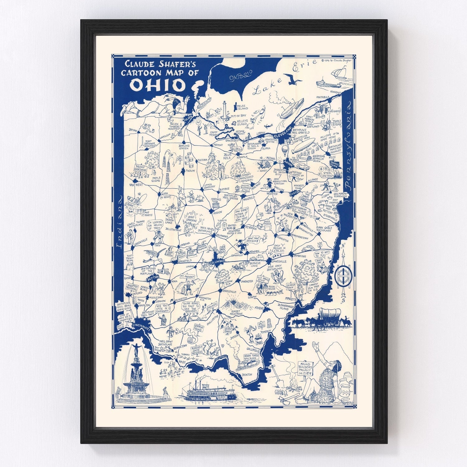 Vintage Map of Ohio 1939