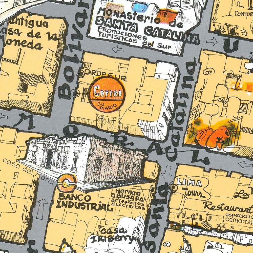 Vintage Map of Arequipa, Peru 1975