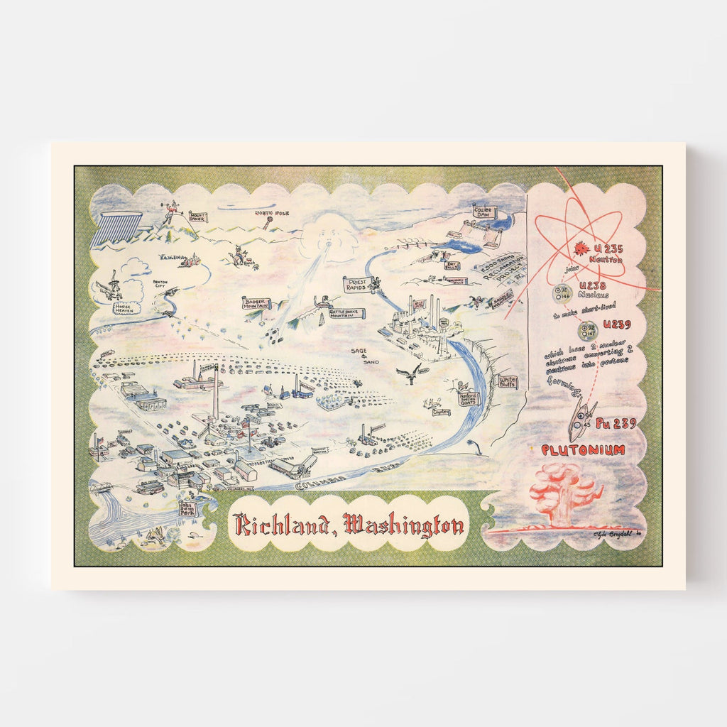Vintage Map of Richland, Washington 1946