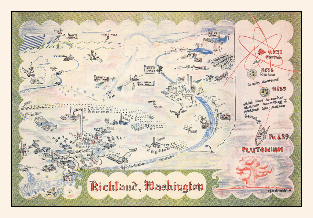 Vintage Map of Richland, Washington 1946
