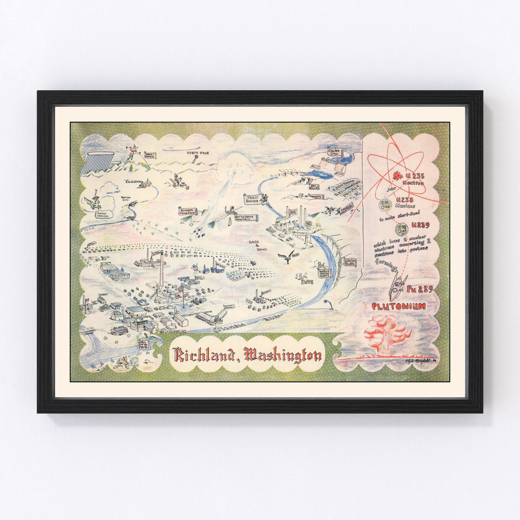 Vintage Map of Richland, Washington 1946