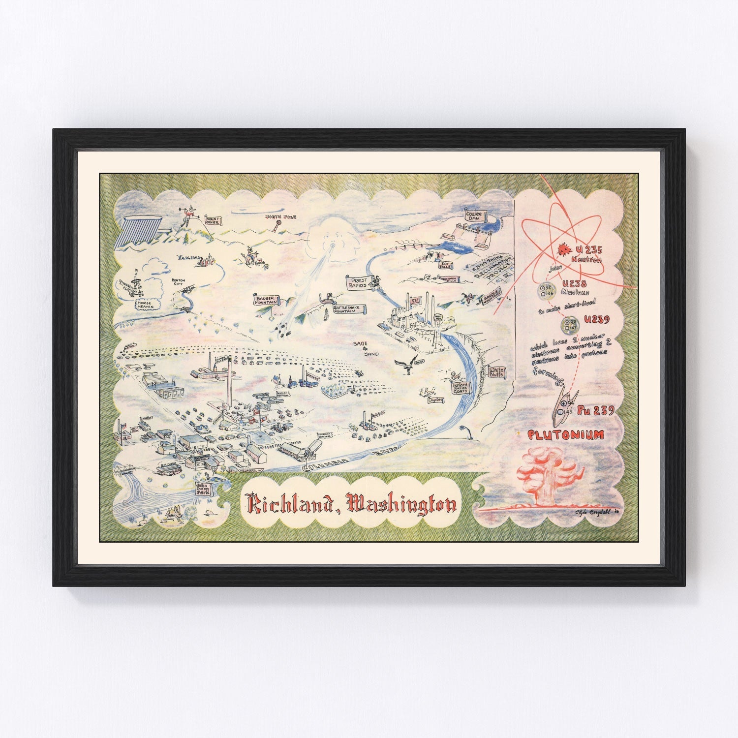 Vintage Map of Richland, Washington 1946