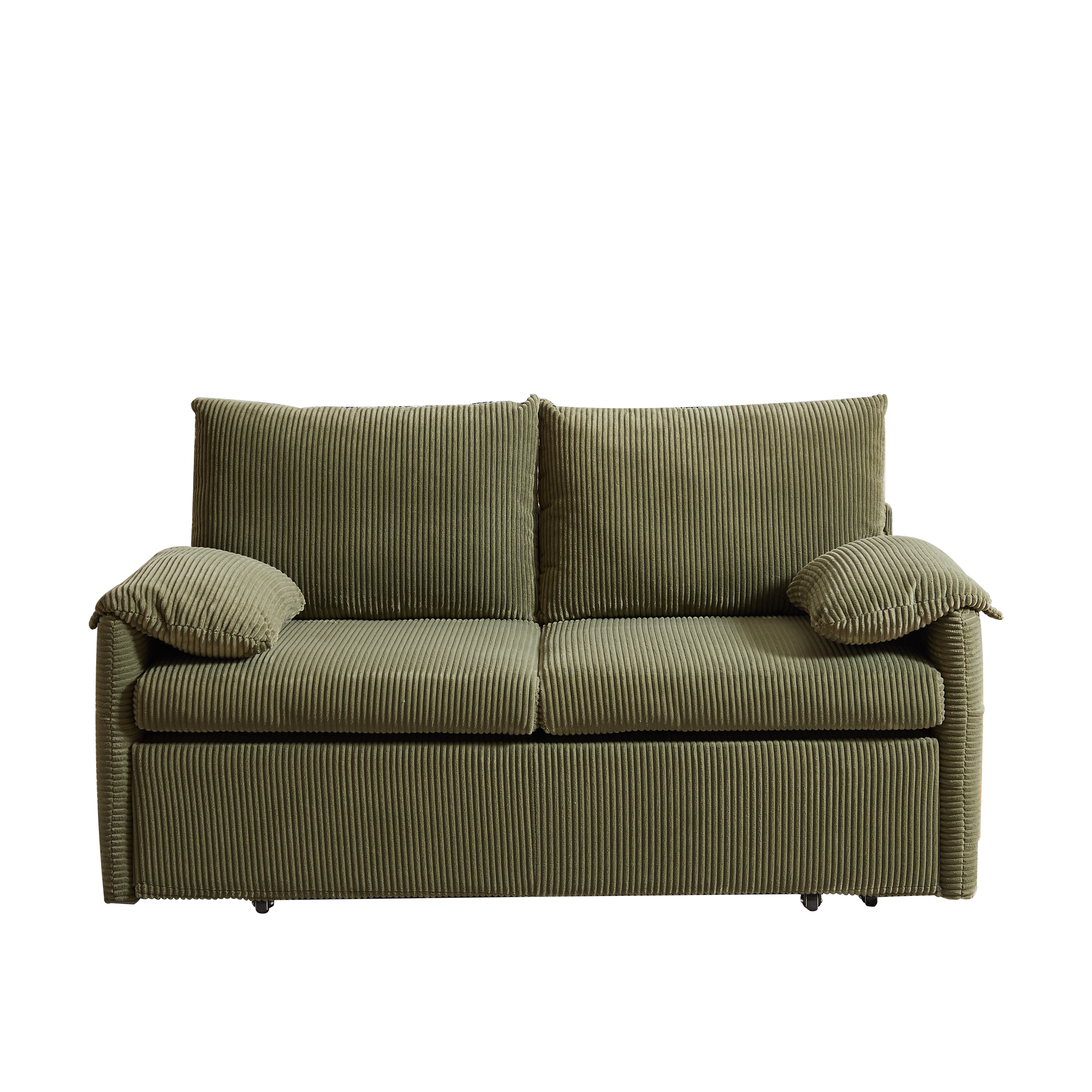 MH'' 64.5 Inch Sleeper Sofa Bed  3-in-1 Adjustable Sleeper with Pullout Bed   2 Pillows and Side Pockets  Soft Corduroy Convertible Sleeper Sofa Bed for Living Room Bedroom Apartment Office