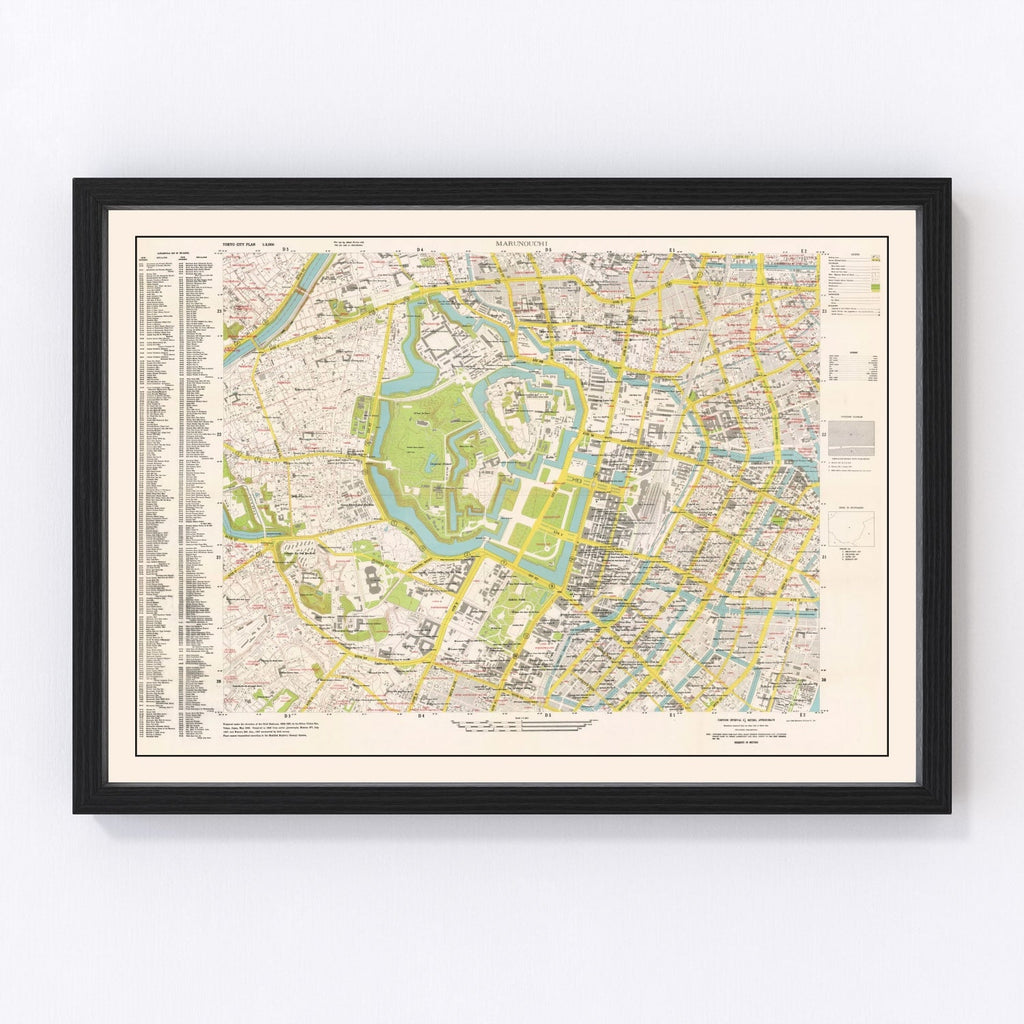 Vintage Map of Marunouchi District Tokyo, Japan 1948