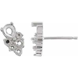 14K White Gold 4x3 mm Pear Cluster Earring Mounting