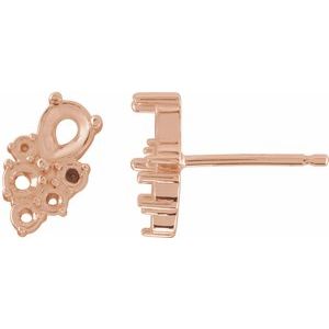 14K Rose Gold 4x3 mm Pear Cluster Earring Mounting