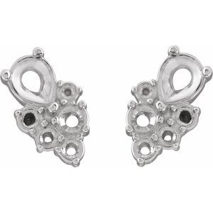 Right 4x3 mm Pear Cluster Earring Mounting – image 2