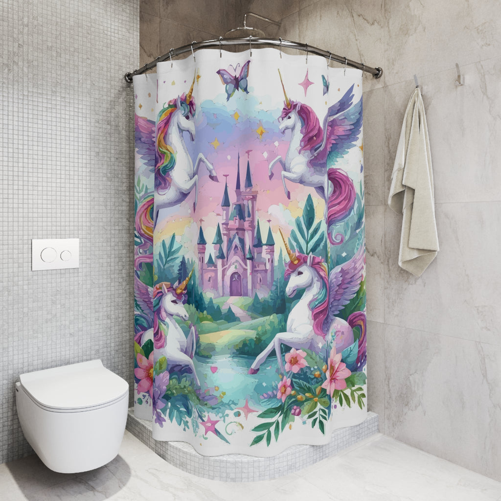 Purple Flying Unicorns Shower Curtain