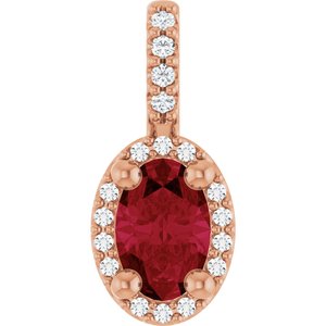 14K Rose Gold Lab-Grown Ruby & .05 CTW Natural Diamond Halo-Style Pendant