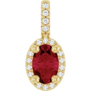 14K Yellow Gold Lab-Grown Ruby & .05 CTW Natural Diamond Halo-Style Pendant