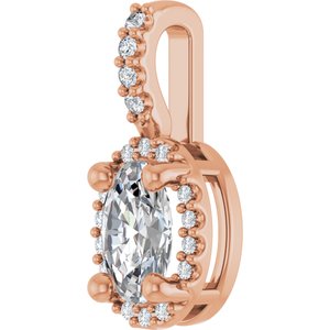 14K Rose Gold Lab-Grown Moissanite & .05 CTW Natural Diamond Halo-Style Pendant