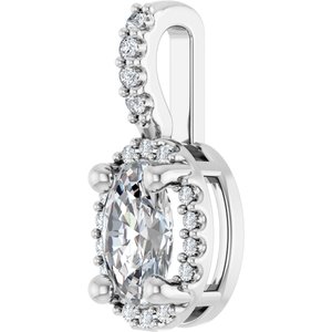 Platinum Lab-Grown Moissanite & .05 CTW Natural Diamond Halo-Style Pendant