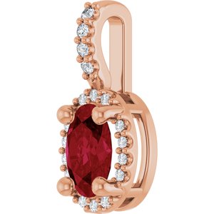14K Rose Gold Lab-Grown Ruby & .05 CTW Natural Diamond Halo-Style Pendant