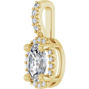 14K Yellow Gold Lab-Grown Moissanite & .05 CTW Natural Diamond Halo-Style Pendant
