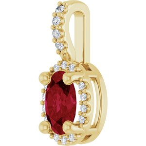 14K Yellow Gold Lab-Grown Ruby & .05 CTW Natural Diamond Halo-Style Pendant