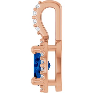 14K Rose Gold Lab-Grown Blue Sapphire & .05 CTW Natural Diamond Halo-Style Pendant