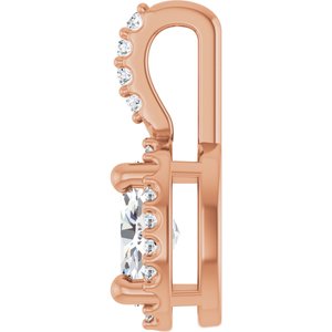 14K Rose Gold Lab-Grown Moissanite & .05 CTW Natural Diamond Halo-Style Pendant