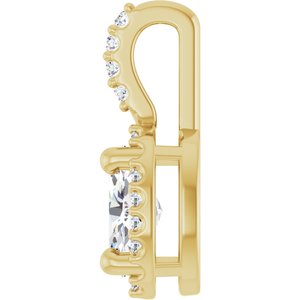 14K Yellow Gold Lab-Grown Moissanite & .05 CTW Natural Diamond Halo-Style Pendant