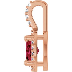 14K Rose Gold Lab-Grown Ruby & .05 CTW Natural Diamond Halo-Style Pendant