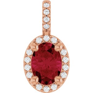 14K Rose Gold Lab-Grown Ruby & .07 CTW Natural Diamond Halo-Style Pendant
