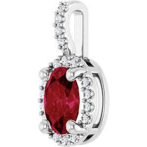 Platinum Lab-Grown Ruby & .07 CTW Natural Diamond Halo-Style Pendant