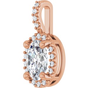14K Rose Gold Lab-Grown Moissanite & .07 CTW Natural Diamond Halo-Style Pendant