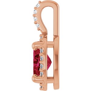 14K Rose Gold Lab-Grown Ruby & .07 CTW Natural Diamond Halo-Style Pendant