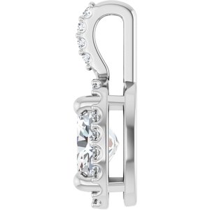 14K White Gold Lab-Grown Moissanite & .07 CTW Natural Diamond Halo-Style Pendant