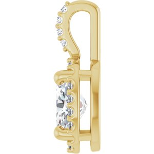 14K Yellow Gold Lab-Grown Moissanite & .07 CTW Natural Diamond Halo-Style Pendant