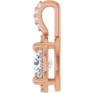 14K Rose Gold Lab-Grown Moissanite & .07 CTW Natural Diamond Halo-Style Pendant