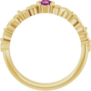 14K Yellow Gold Natural Pink Tourmaline Floral Ring