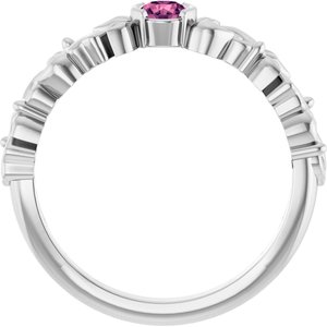 Platinum Natural Pink Tourmaline Floral Ring