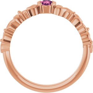 14K Rose Gold Natural Pink Tourmaline Floral Ring